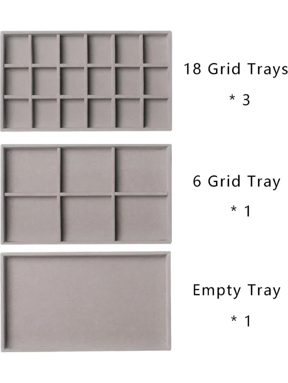 Acrylic Grey Jewelry Box5 Drawer Organizer 61 Grid Earring Ring Bracelet Storage